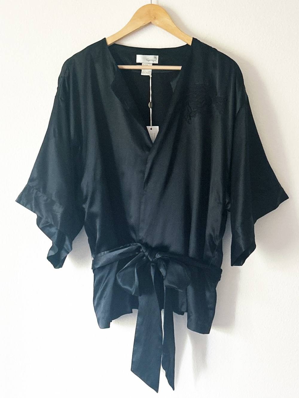 NWT Silk Embroidered Black Kimono Jacket
